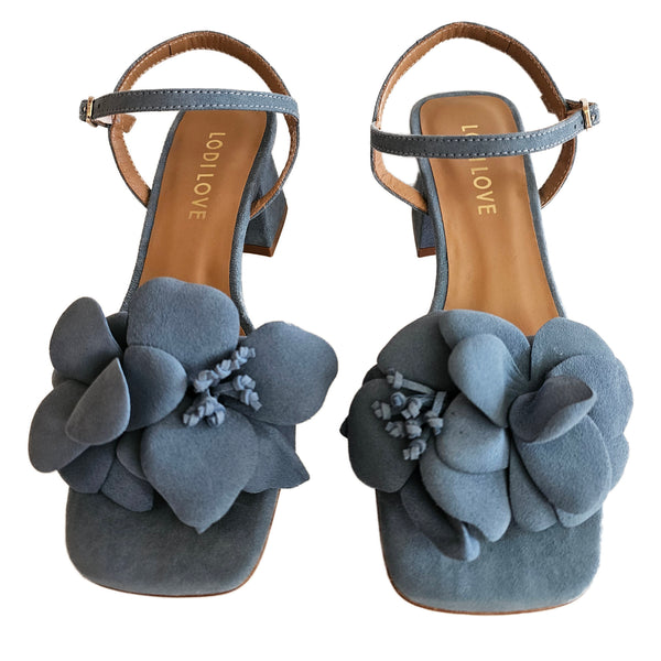 Lodi Love, Sandalette mit Blüten in Jeansblau
