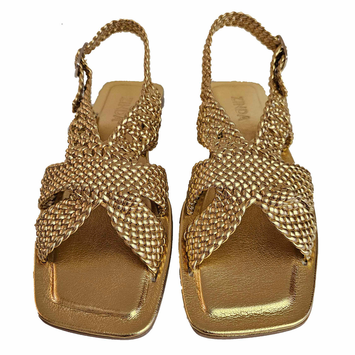 Zinda, flache Sandalette in Gold – Schuhe by Milliways