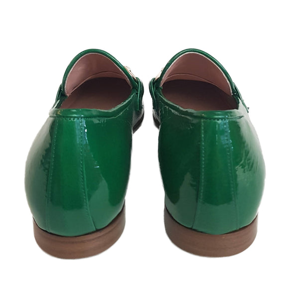 Milliways, Knautschlackleder-Loafer in Smaragdgrün