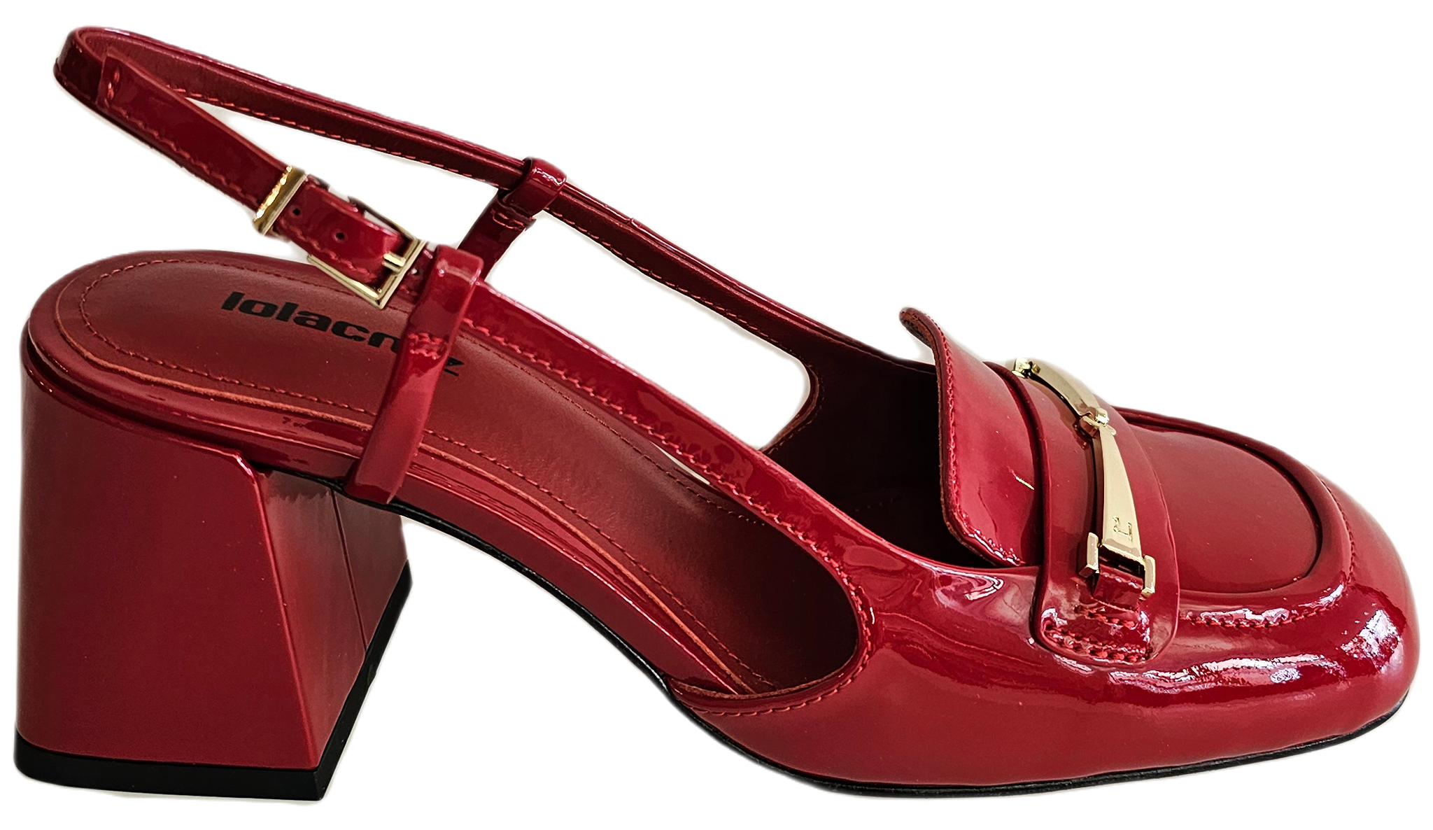 Lola Cruz, roter Sling Pumps mit Blockabsatz