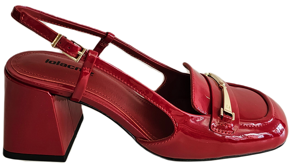 Lola Cruz, roter Sling Pumps mit Blockabsatz