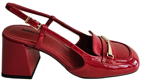 Lola Cruz, roter Sling Pumps mit Blockabsatz