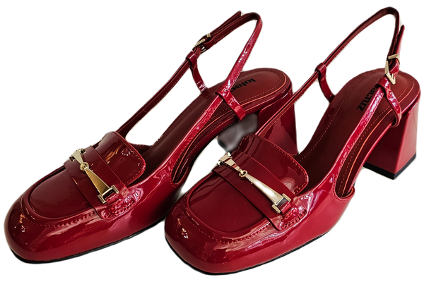 Lola Cruz, roter Sling Pumps mit Blockabsatz