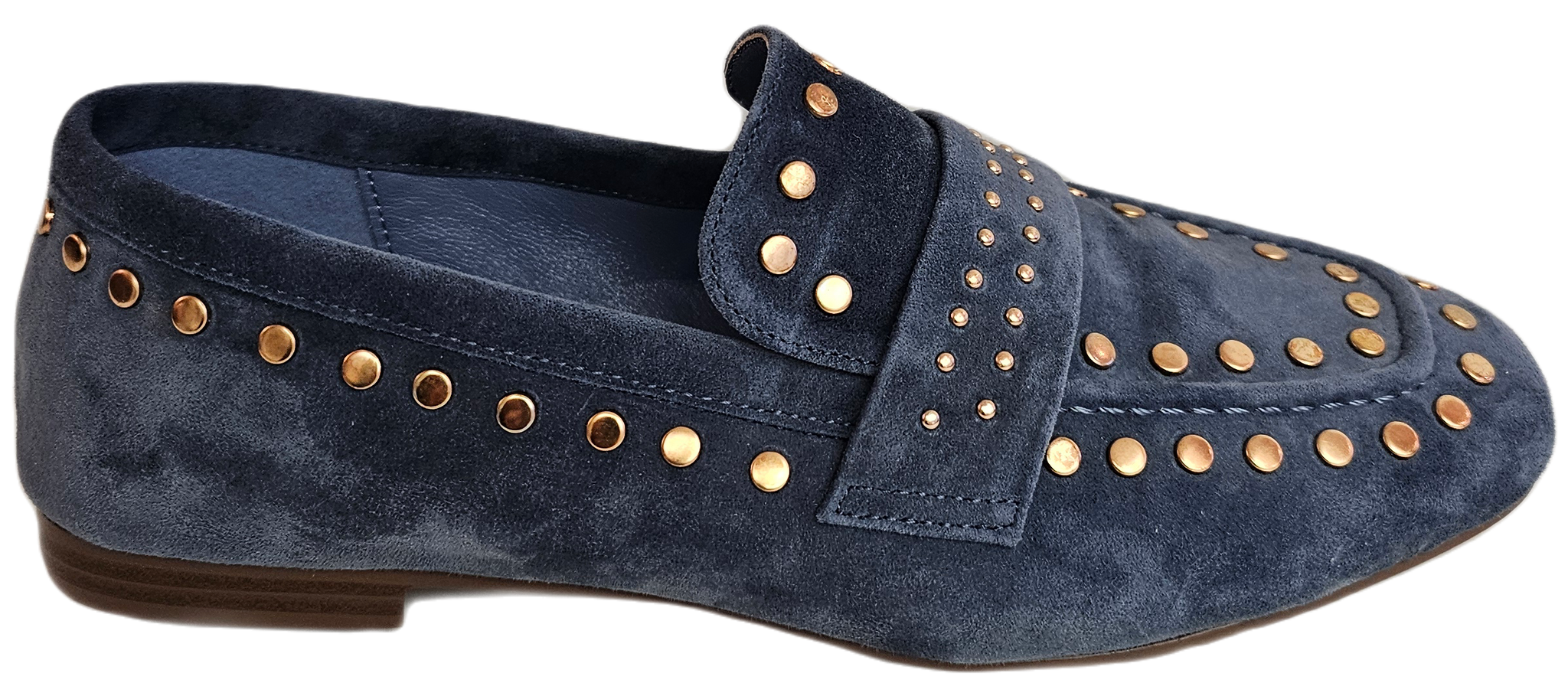 Lodi Love, Loafer in Jeansblau mit goldenen Nieten