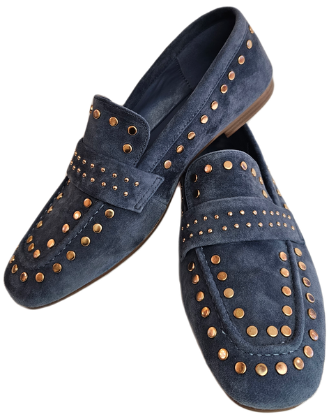 Lodi Love, Loafer in Jeansblau mit goldenen Nieten