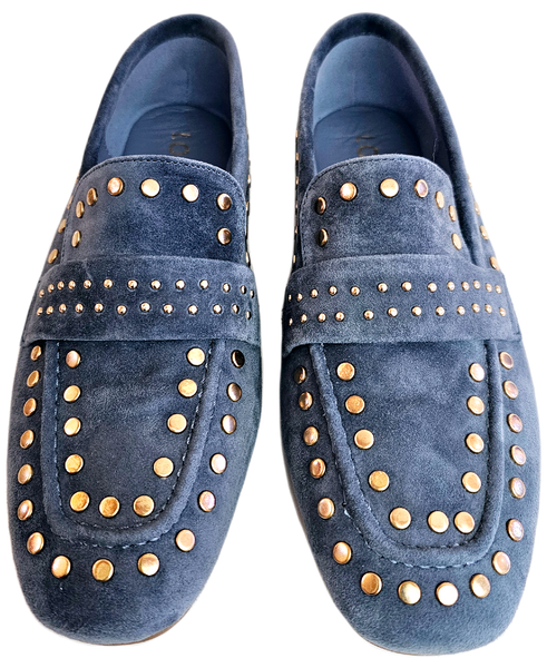 Lodi Love, Loafer in Jeansblau mit goldenen Nieten