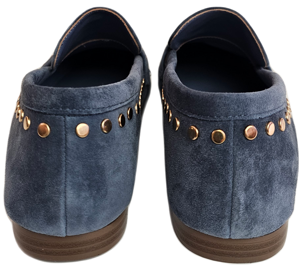 Lodi Love, Loafer in Jeansblau mit goldenen Nieten