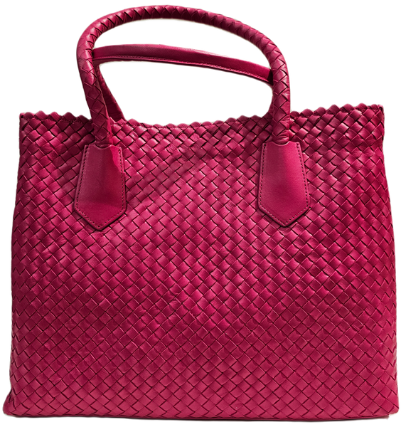 Pons Quintana, Flechtleder-Tasche in Fuchsia