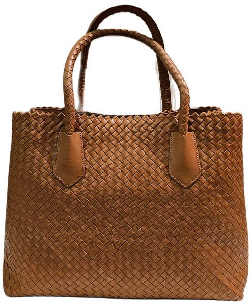 Pons Quintana, Flechtleder-Tasche in Cognac