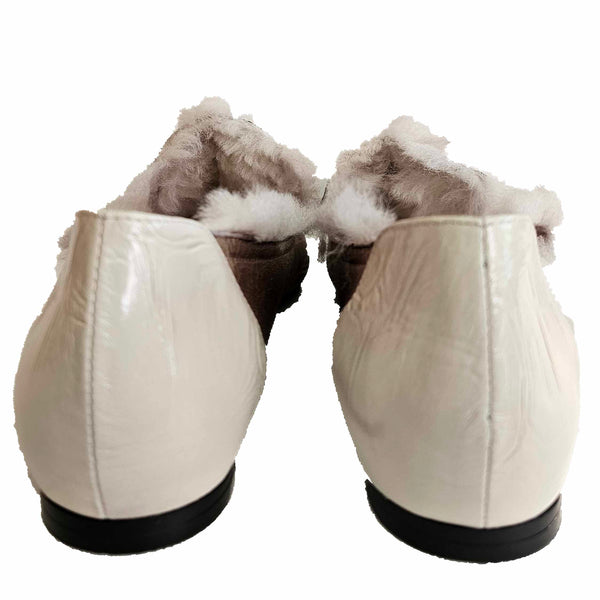 RAS, spitzer Loafer mit Lammfellfutter in Naturbeige
