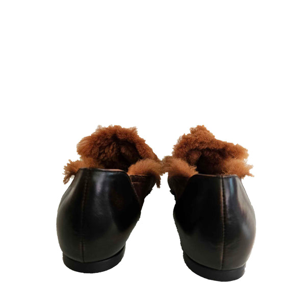 RAS, spitzer Loafer mit Lammfellfutter in Brandy/ Rost