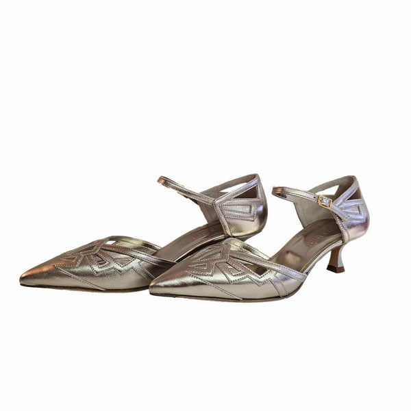 Mara Bini, spitzer Riemchenpumps in Champagner