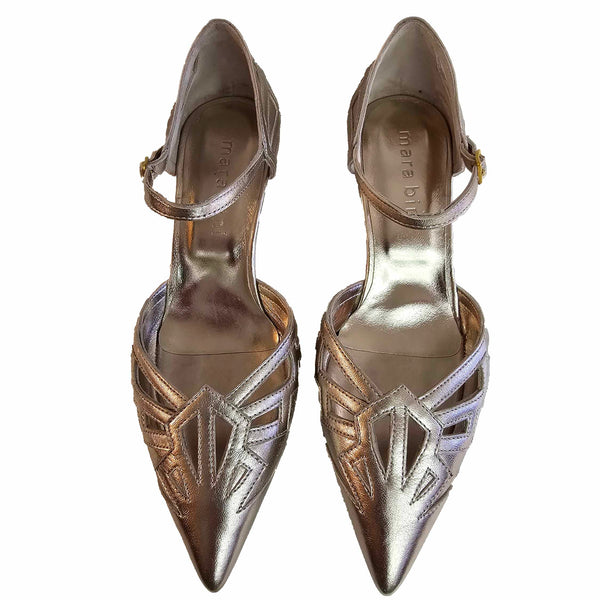 Mara Bini, spitzer Riemchenpumps in Champagner