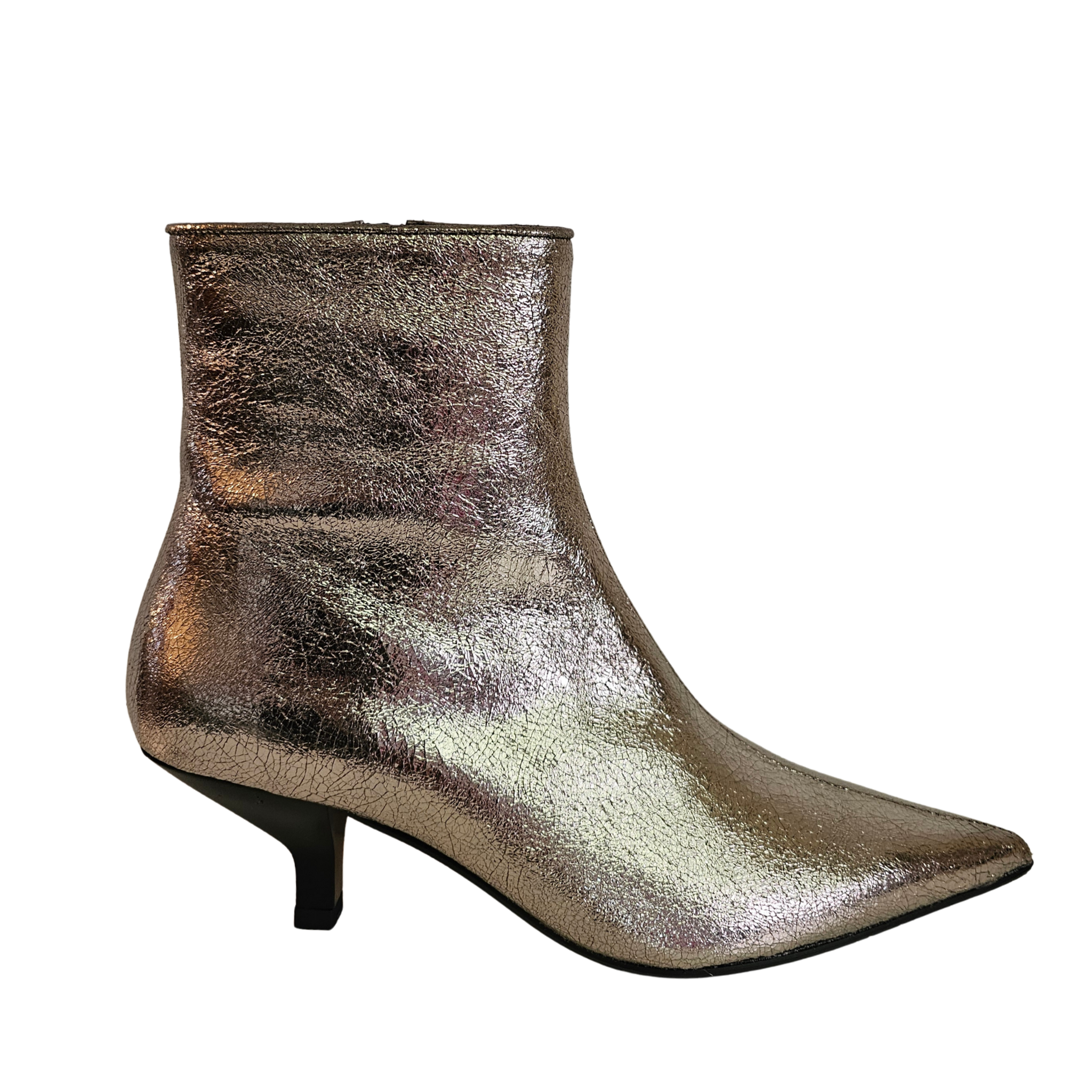 RAS, silberne Stiefelette in Crashleder