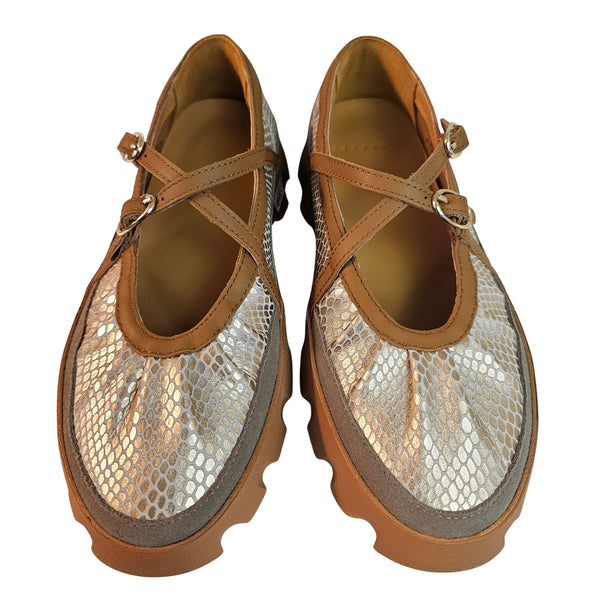 4CCCCEES, Ballerina TURA BOM in Gold/Beige/Cognac