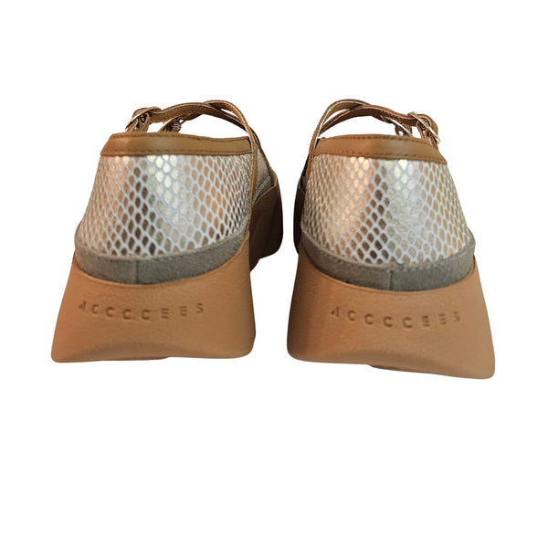 4CCCCEES, Ballerina TURA BOM in Gold/Beige/Cognac