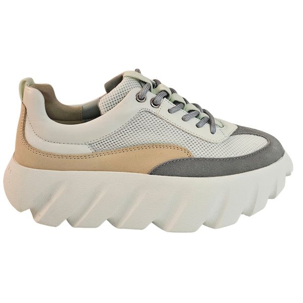 4CCCCEES, TURA FLOW, Weißer Sneaker mit Plateausohle