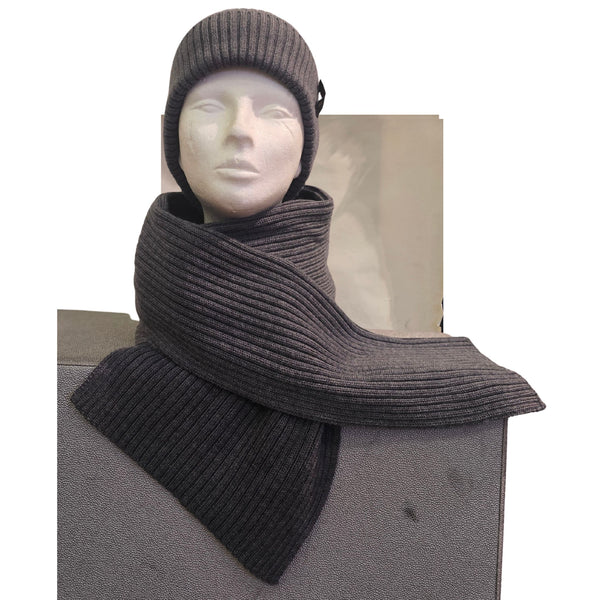 ALTO, gerippter Wollschal in Grau