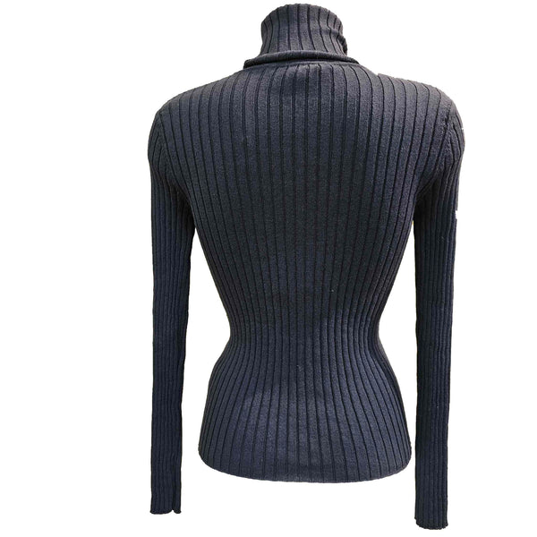 European Culture, gerippter Rollkragenpullover in Dunkelblau