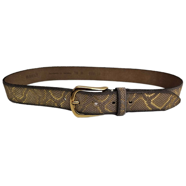 B.Belt, beige-goldfarbener Gürtel im Reptil-Look