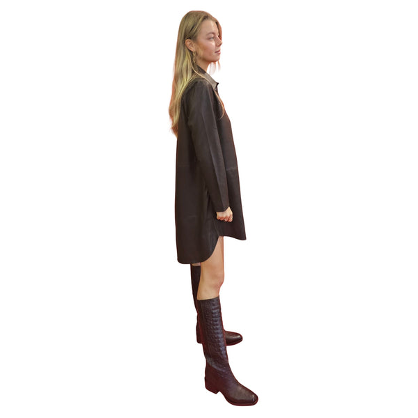 BTF, Hemdblusenkleid in Dunkelbraun