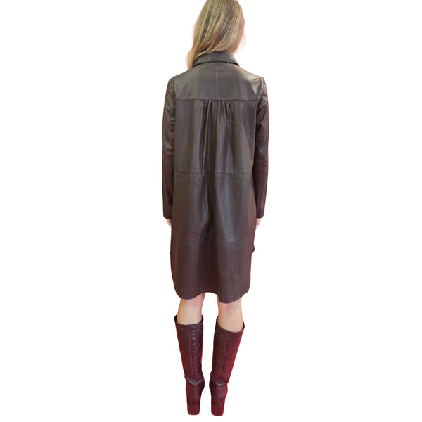 BTF, Hemdblusenkleid in Dunkelbraun