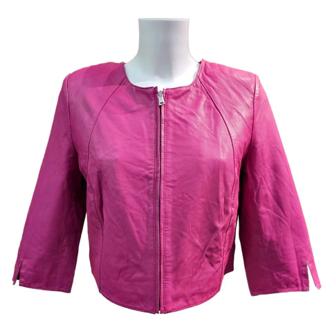 BTF, Kurzlederjacke mit 3/4 Arm in Fuchsia