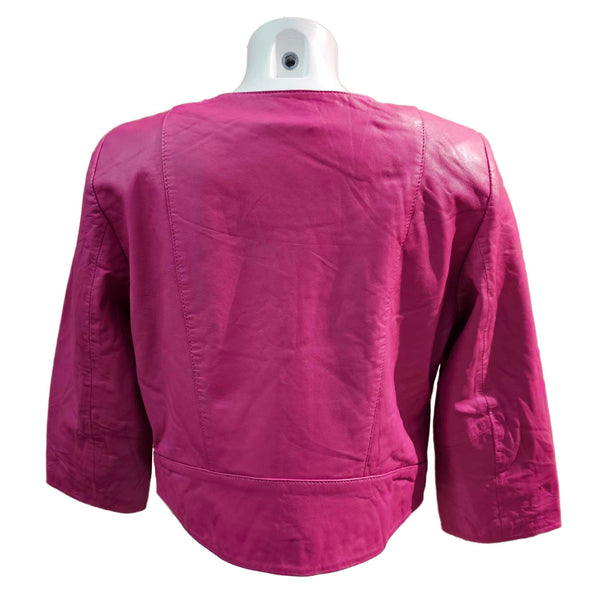 BTF, Kurzlederjacke mit 3/4 Arm in Fuchsia