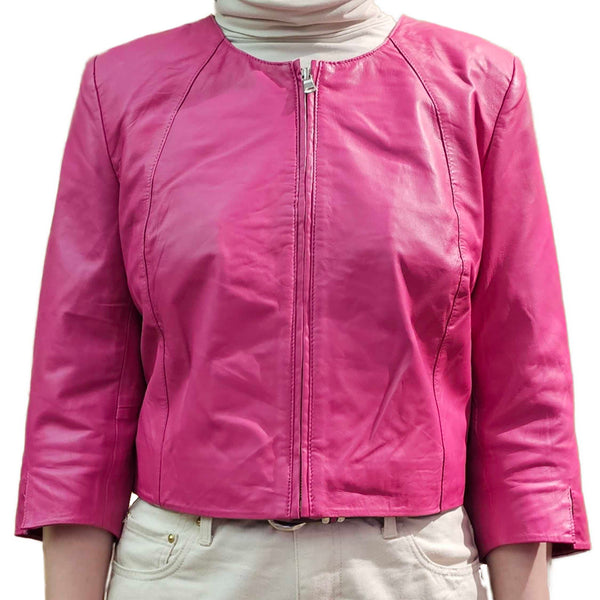 BTF, Kurzlederjacke mit 3/4 Arm in Fuchsia