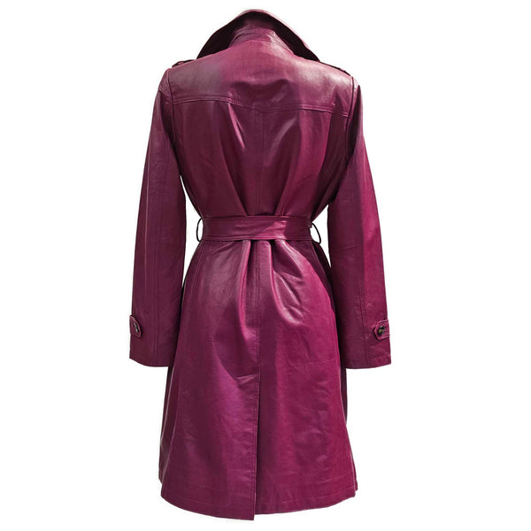 BTF, magentafarbener Trenchcoat aus Leder