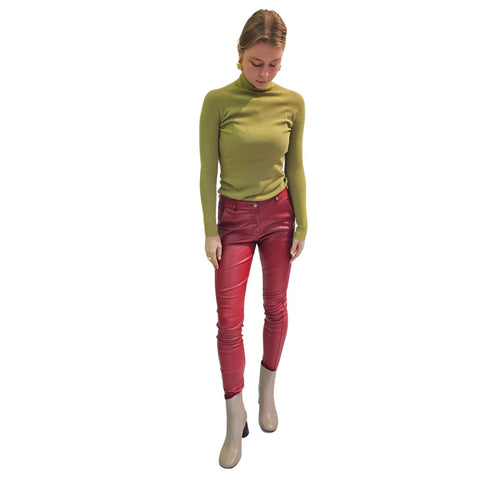 BTF, Stretchlederhose in Rot