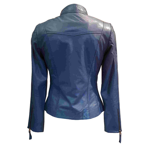 BTF, Blaue Lederjacke im Bikerstil