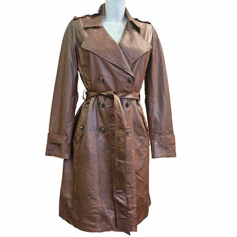 BTF, cognacfarbener Trenchcoat aus Leder