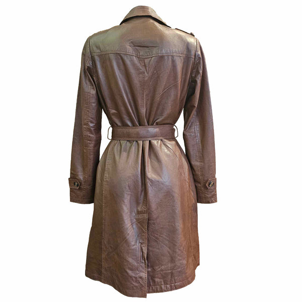 BTF, cognacfarbener Trenchcoat aus Leder