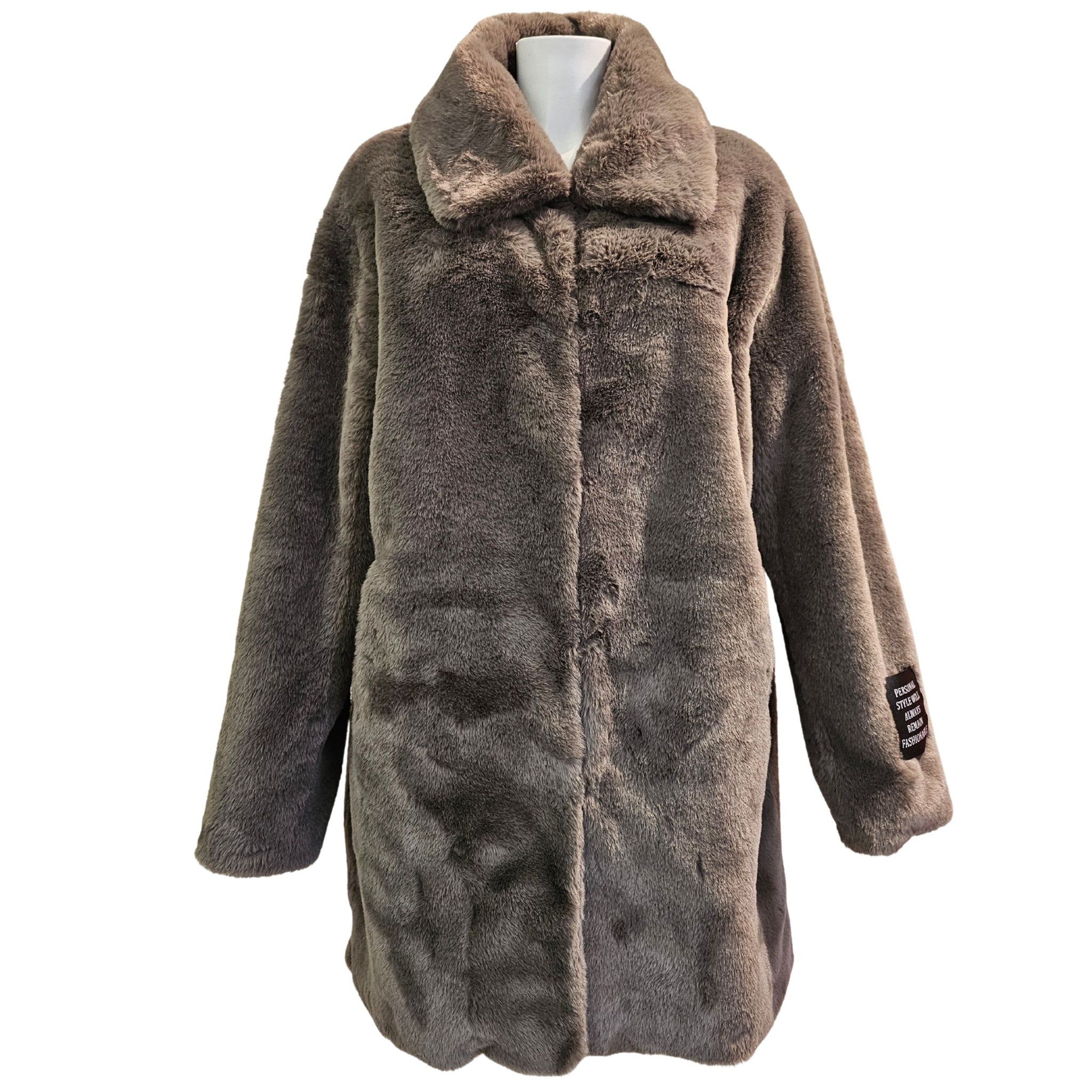 BTF, Fake Fur Mantel in Taupe