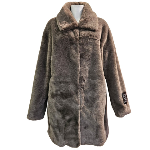 BTF, Fake Fur Mantel in Taupe