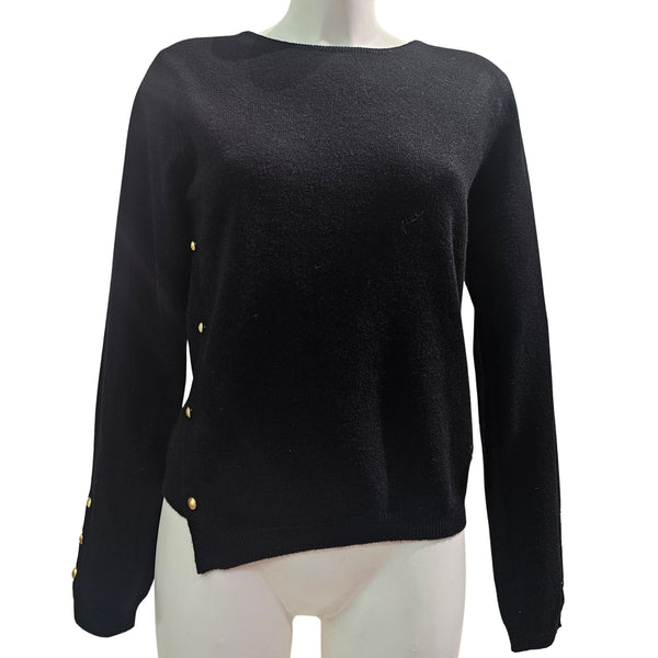 BTF, Strickpulli mit assymetrischer Knopfleiste in Blau