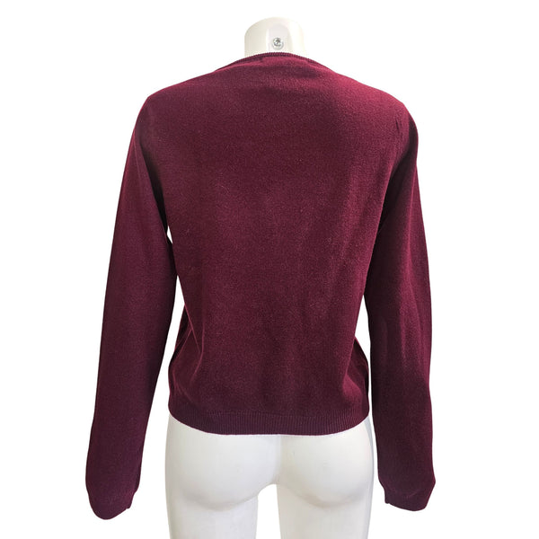 BTF, Strickpulli mit assymetrischer Knopfleiste in Bordeaux