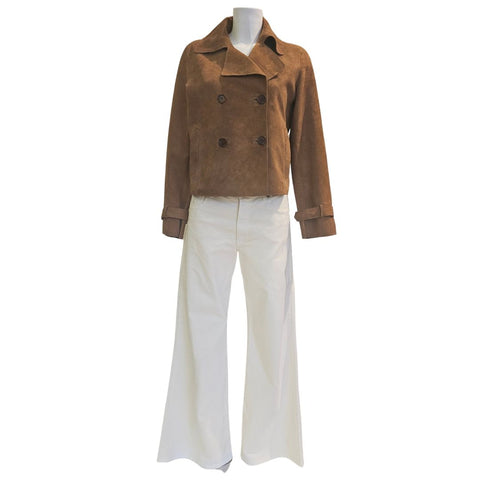 BTF, tabakfarbene Wildlederjacke im Trenchcoatstil