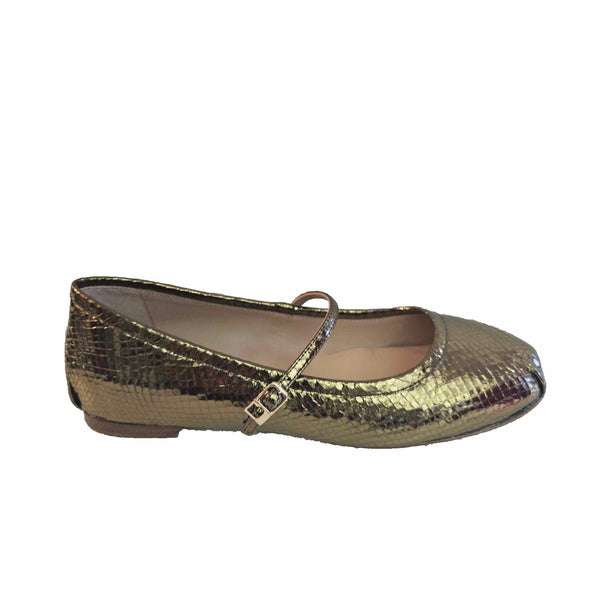 Lola Cruz, Riemchenballerina in Metallgrün