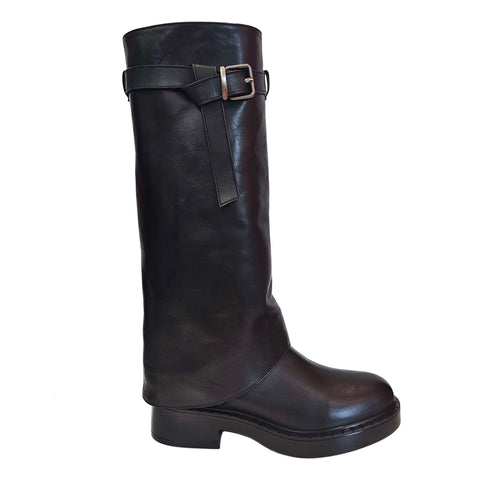 Bervicato, Langschaftstiefel mit Schnalle in Schwarz