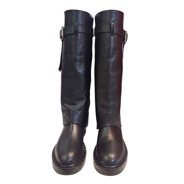 Bervicato, Langschaftstiefel mit Schnalle in Schwarz