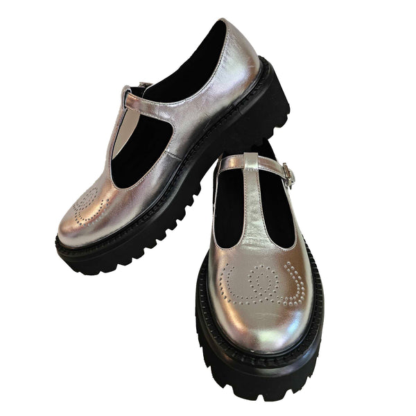Bibi Lou, Riemchenschuhe in Silber