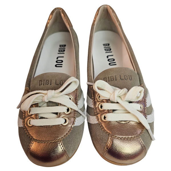 Bibi Lou, Wildleder Ballerina in Beige/Gold