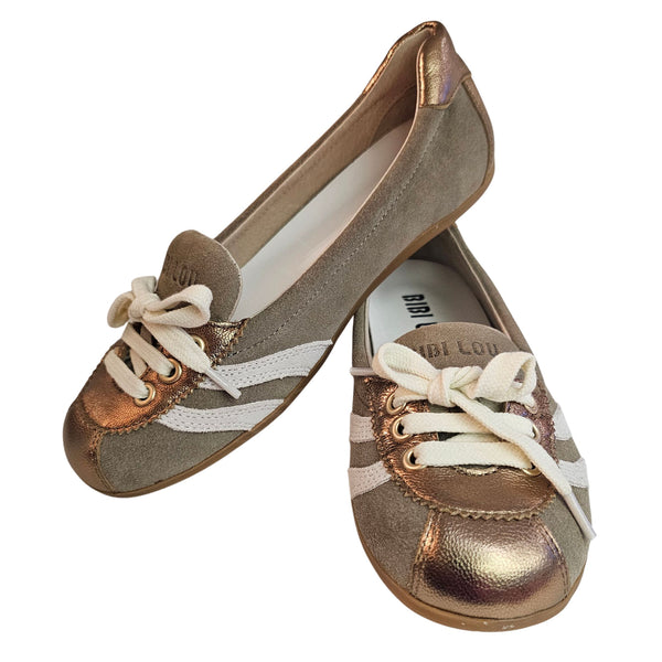 Bibi Lou, Wildleder Ballerina in Beige/Gold