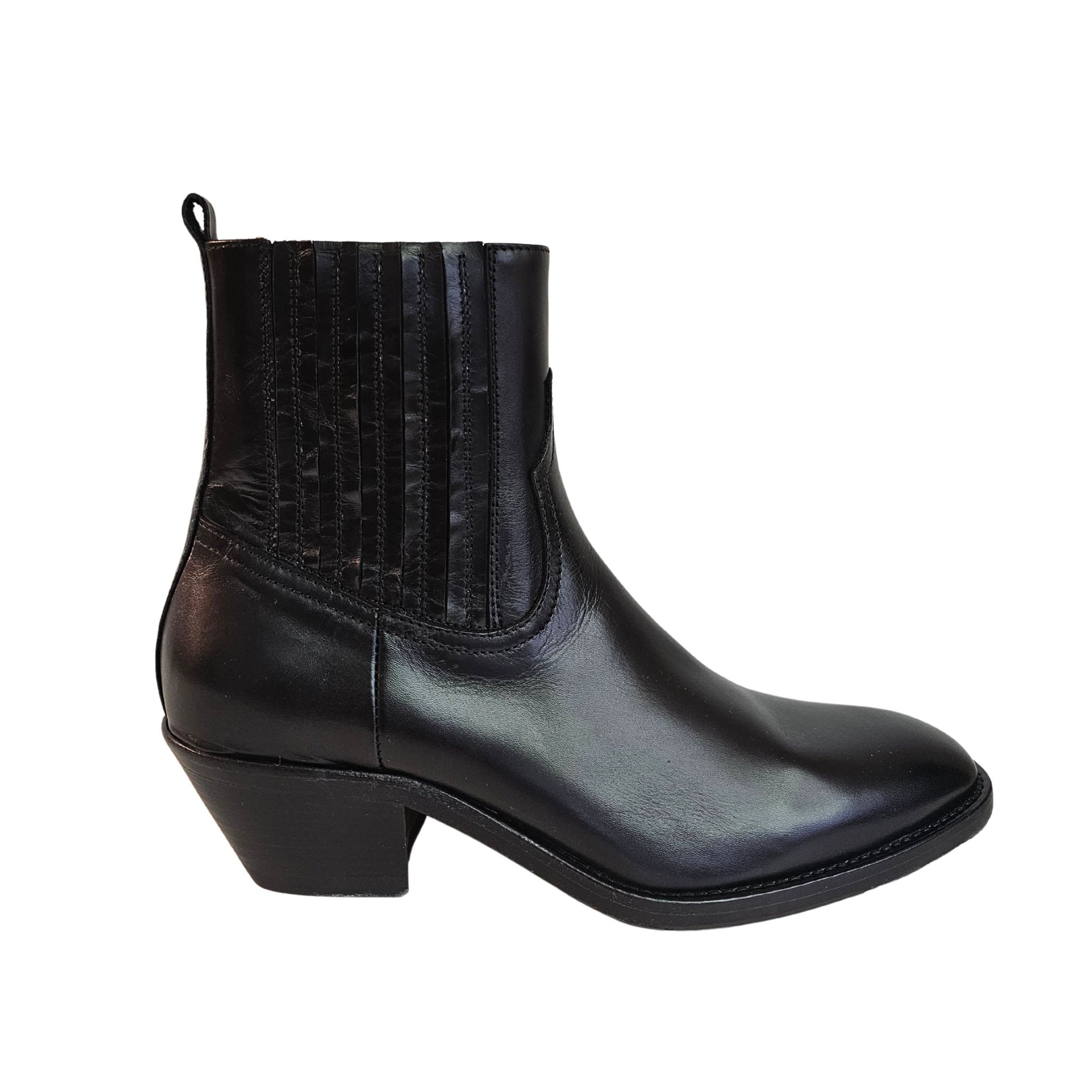 La Bottega di Lisa, Chelseaboot im Cowboystil in Schwarz