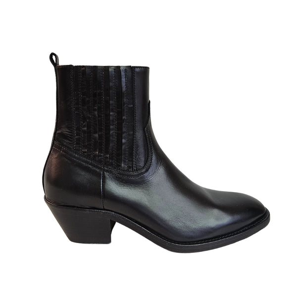 La Bottega di Lisa, Chelseaboot im Cowboystil in Schwarz