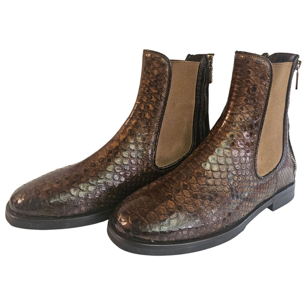 La Bottega di Lisa, Chelseaboot aus braunem Pythonleder