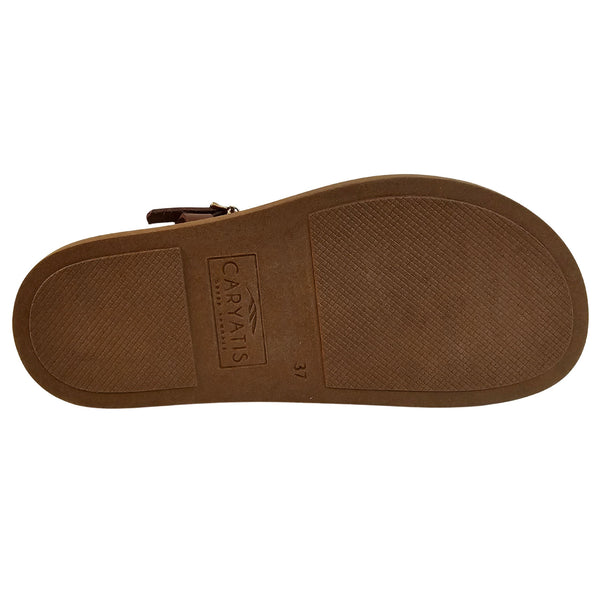 Caryatis, Sandale mit goldfarbenen Nieten in Braun