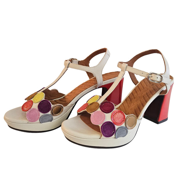 Chie Mihara, Plateau Sandalette, KICUSE in Creme/Bunt